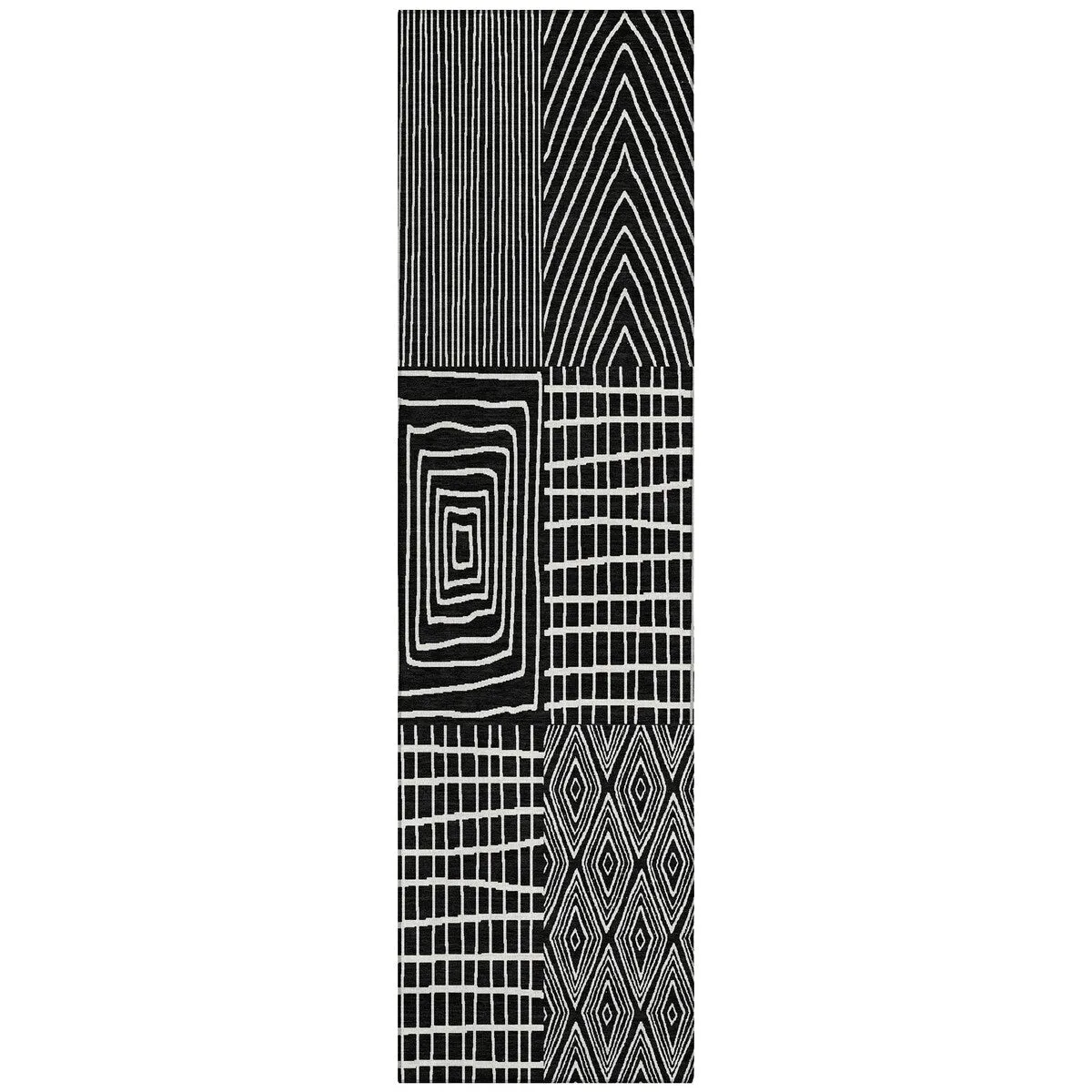 Machine Washable Indoor/ Outdoor Geo Patchwork Chantille Rug