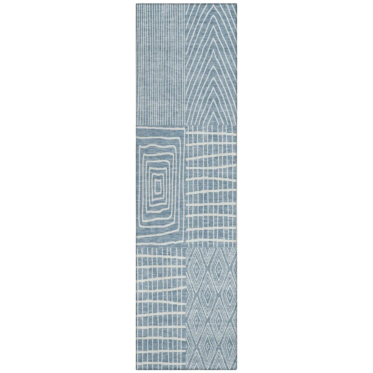 Machine Washable Indoor/ Outdoor Geo Patchwork Chantille Rug