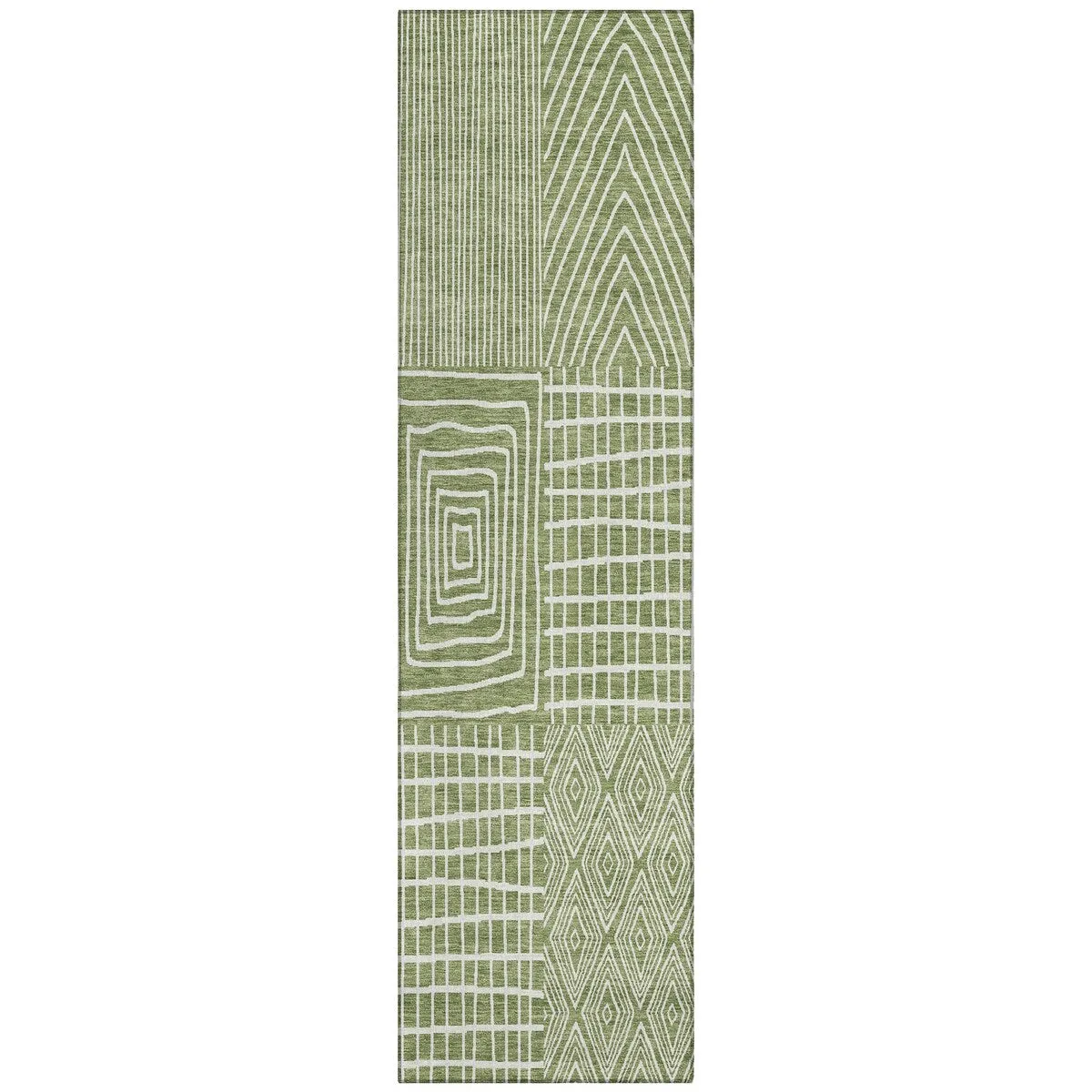 Machine Washable Indoor/ Outdoor Geo Patchwork Chantille Rug