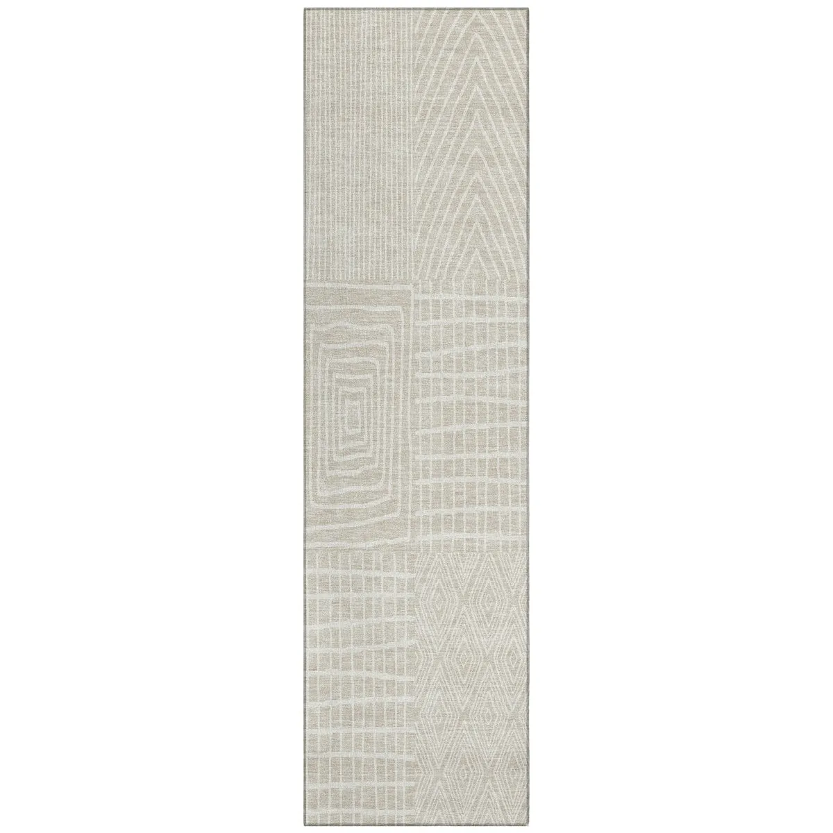 Machine Washable Indoor/ Outdoor Geo Patchwork Chantille Rug