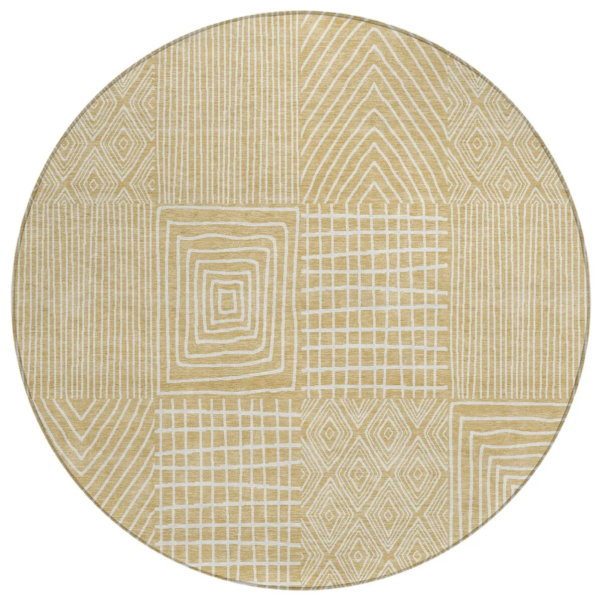Machine Washable Indoor/ Outdoor Geo Patchwork Chantille Rug