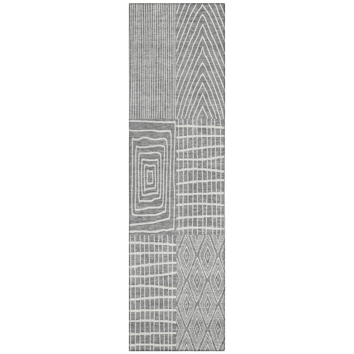 Machine Washable Indoor/ Outdoor Geo Patchwork Chantille Rug