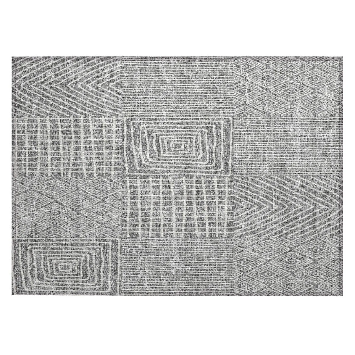 Machine Washable Indoor/ Outdoor Geo Patchwork Chantille Rug