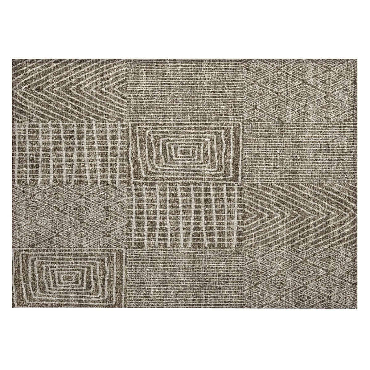 Machine Washable Indoor/ Outdoor Geo Patchwork Chantille Rug