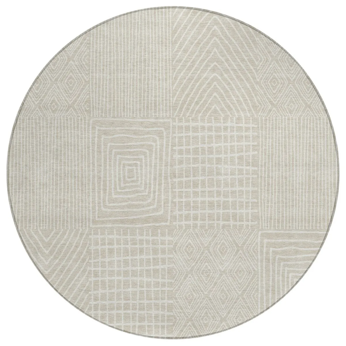 Machine Washable Indoor/ Outdoor Geo Patchwork Chantille Rug