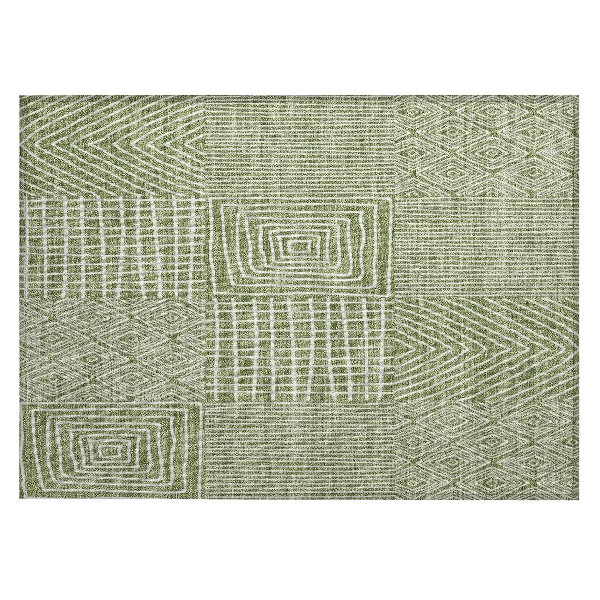 Machine Washable Indoor/ Outdoor Geo Patchwork Chantille Rug