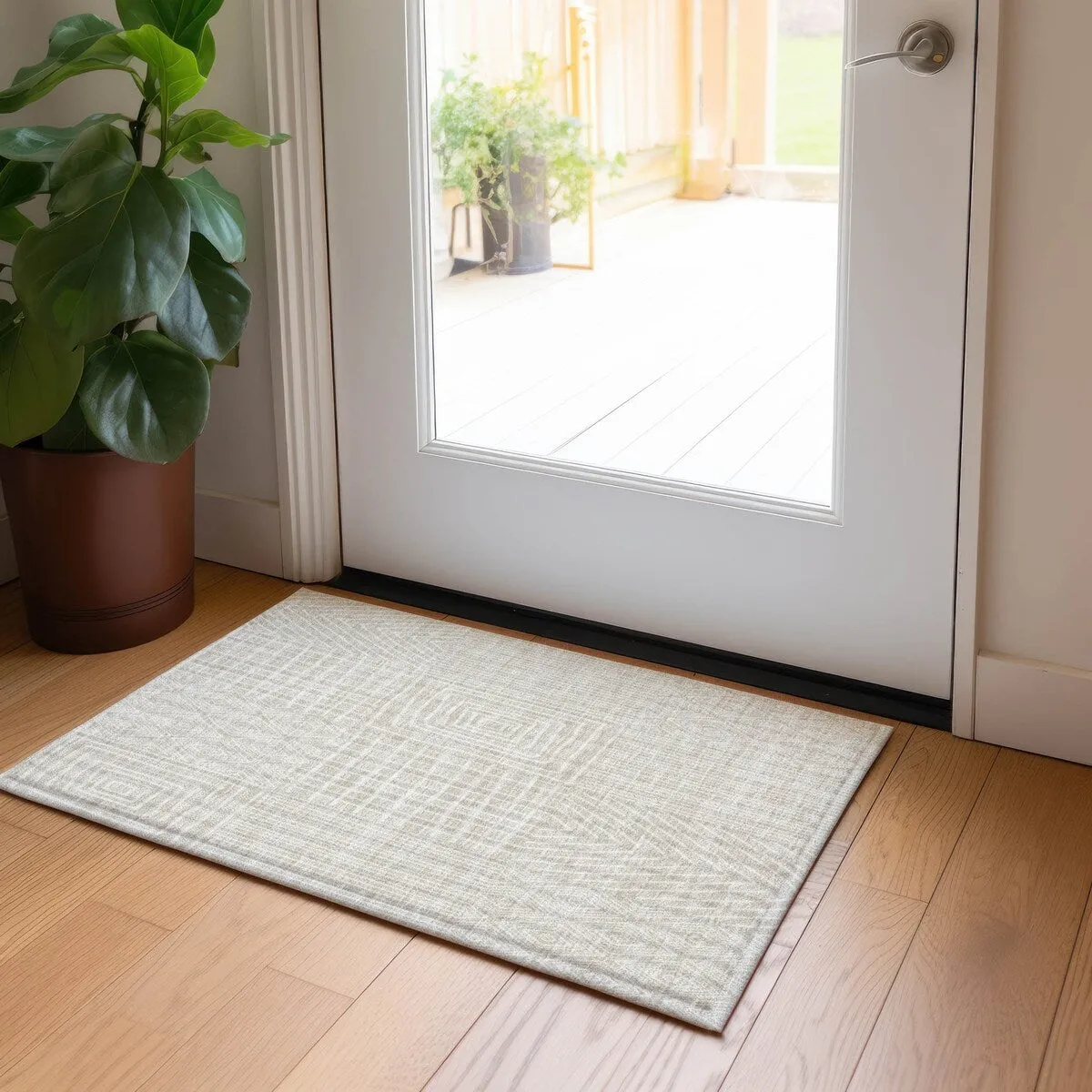 Machine Washable Indoor/ Outdoor Geo Patchwork Chantille Rug