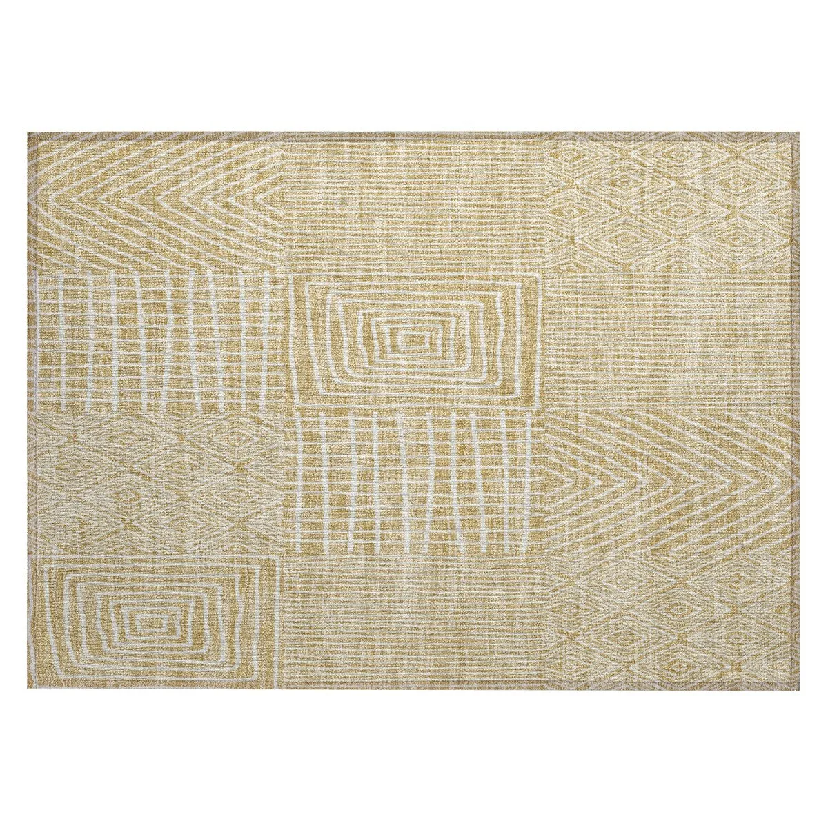 Machine Washable Indoor/ Outdoor Geo Patchwork Chantille Rug