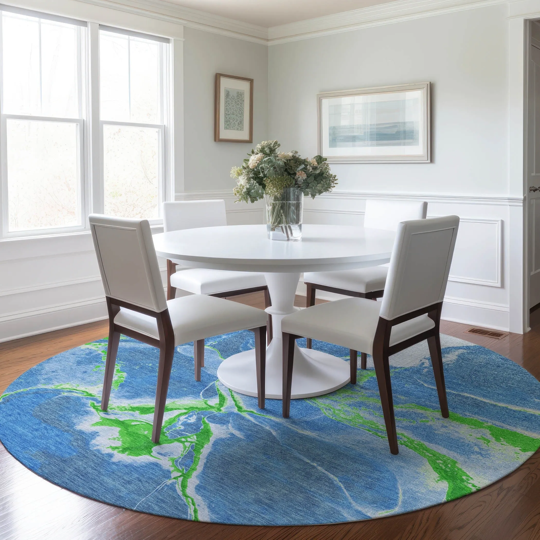 Machine Washable Indoor/ Outdoor Modern Abstract Chantille Rug