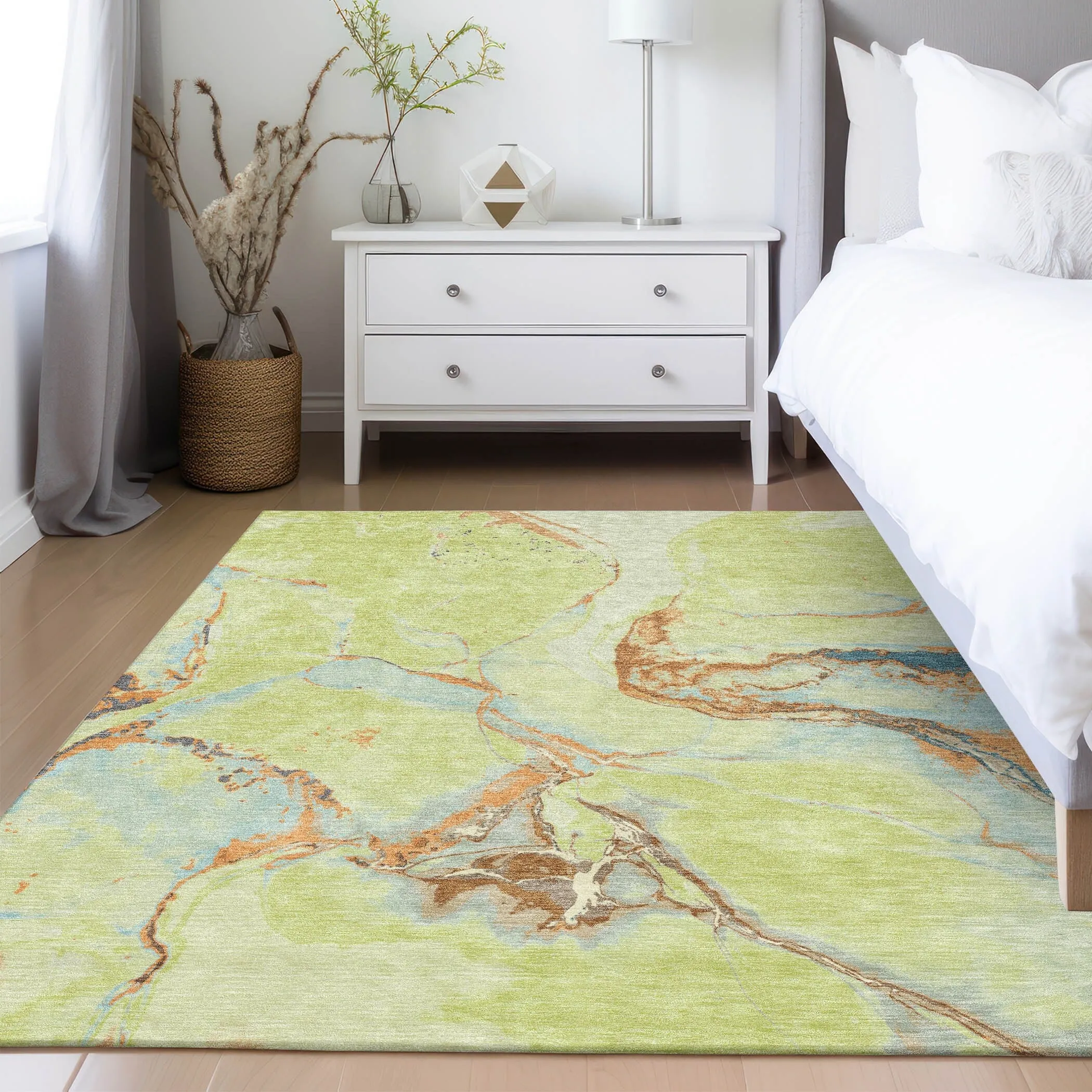 Machine Washable Indoor/ Outdoor Modern Abstract Chantille Rug
