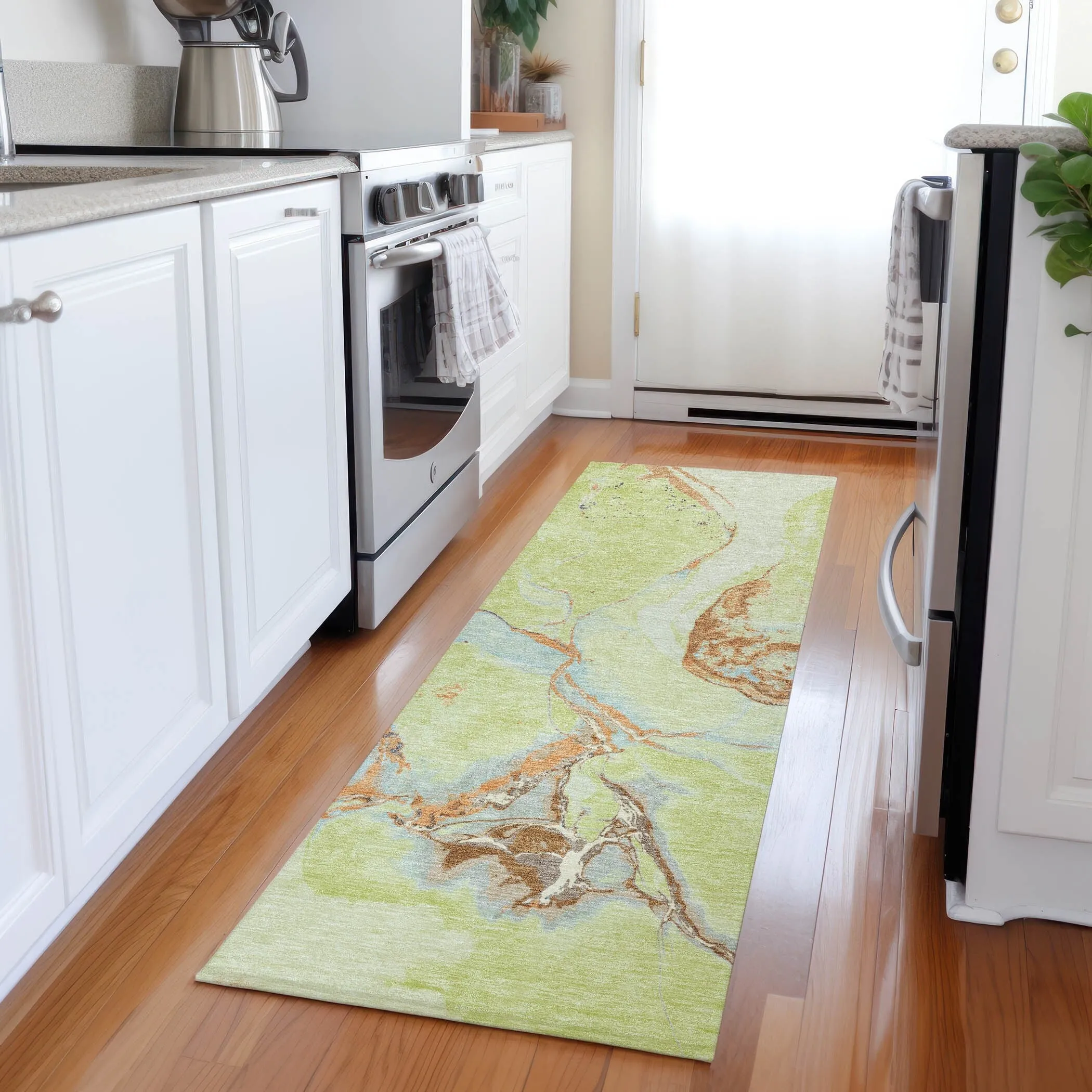 Machine Washable Indoor/ Outdoor Modern Abstract Chantille Rug
