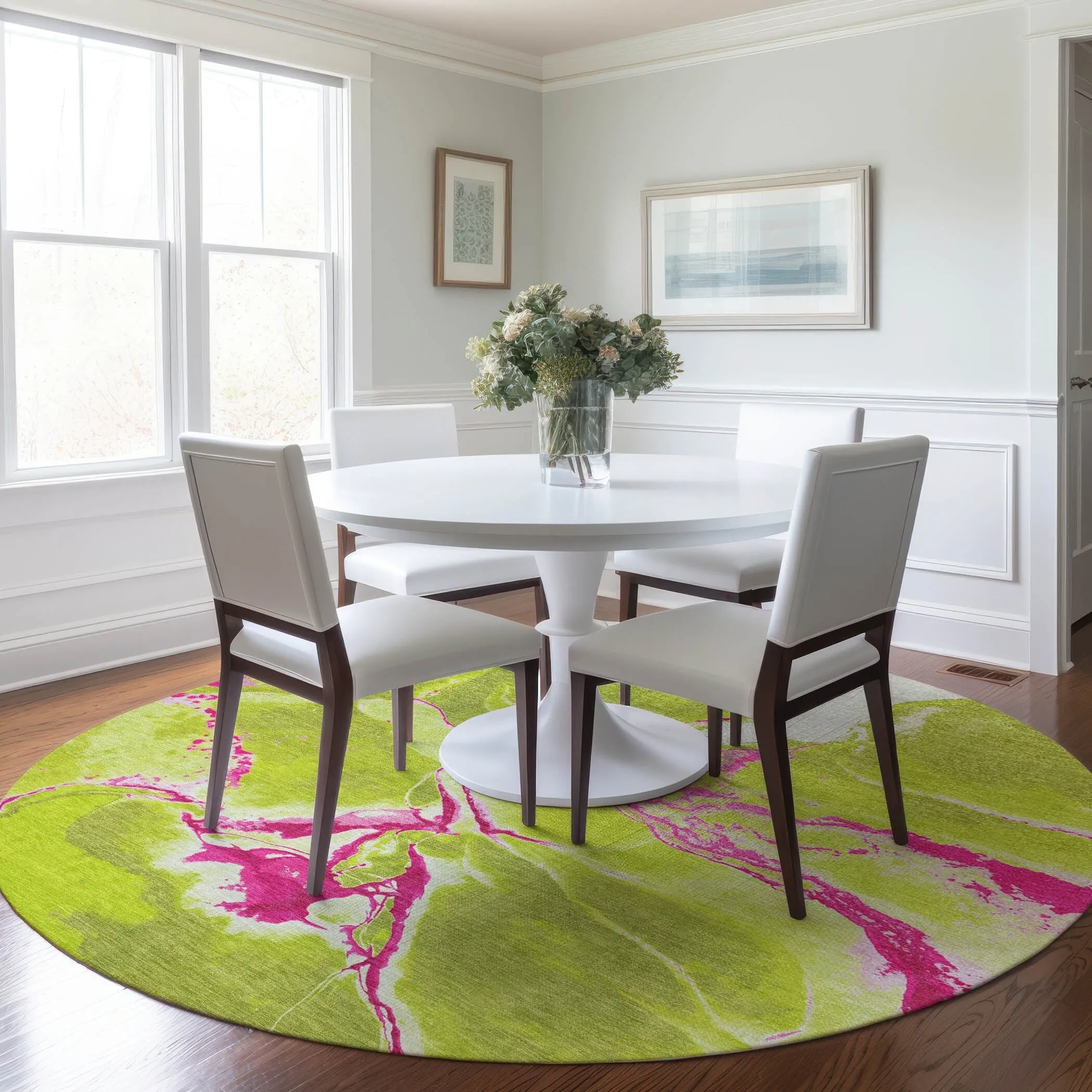 Machine Washable Indoor/ Outdoor Modern Abstract Chantille Rug