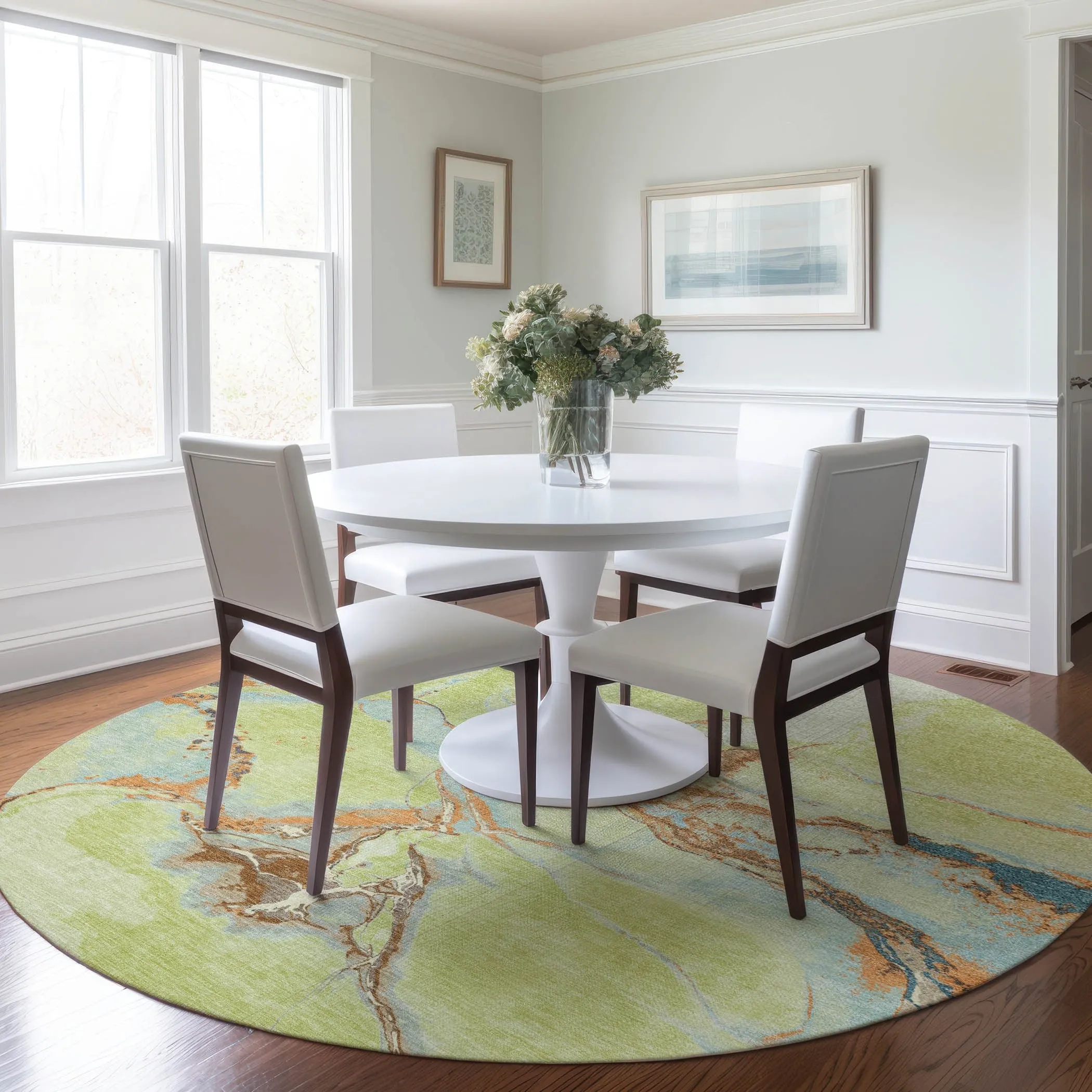 Machine Washable Indoor/ Outdoor Modern Abstract Chantille Rug