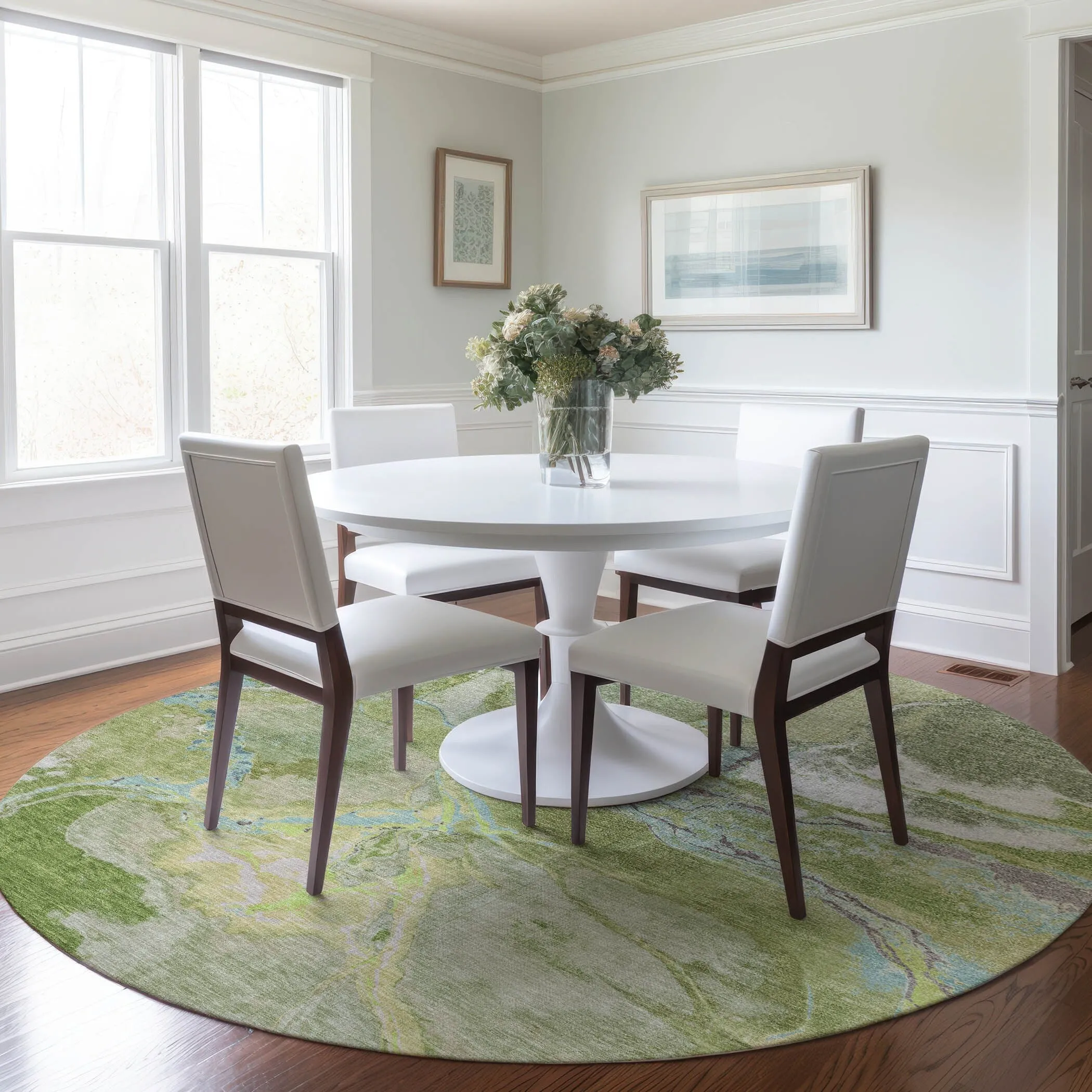 Machine Washable Indoor/ Outdoor Modern Abstract Chantille Rug