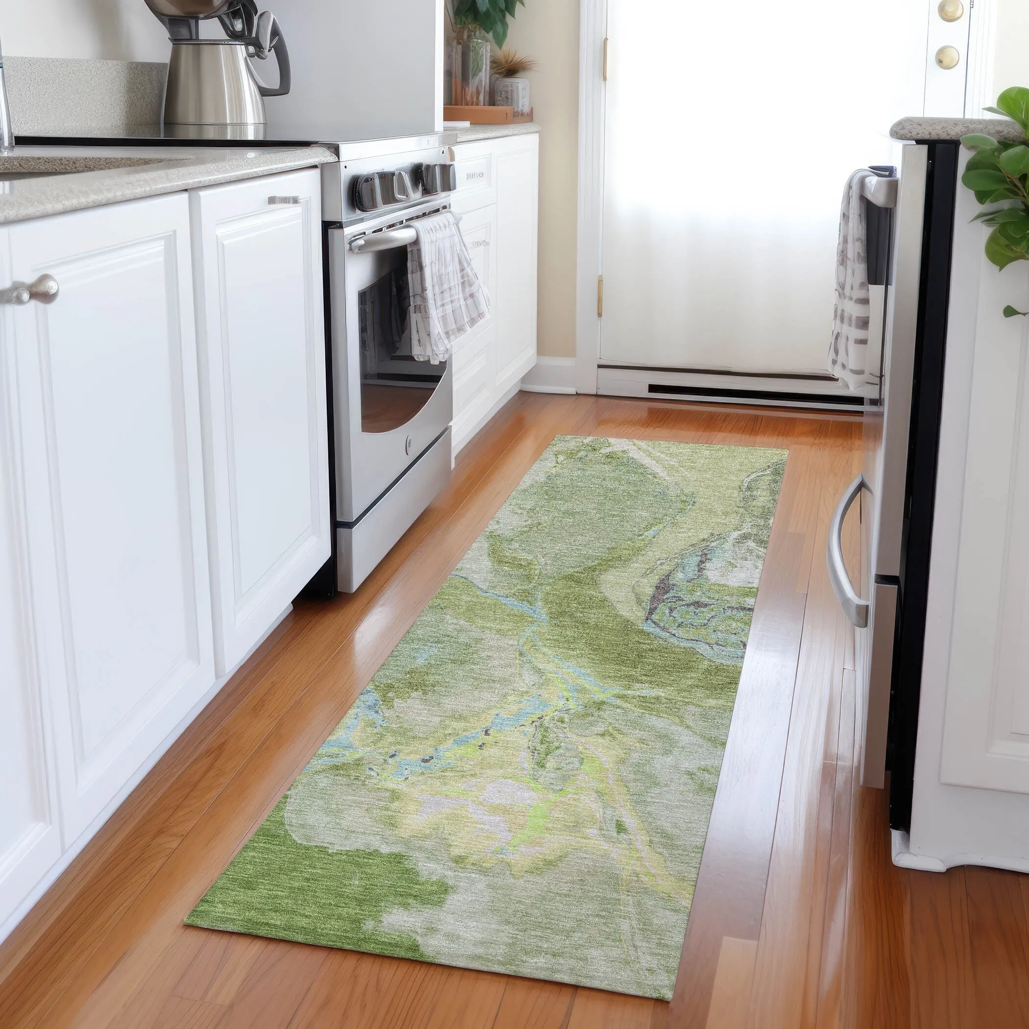 Machine Washable Indoor/ Outdoor Modern Abstract Chantille Rug