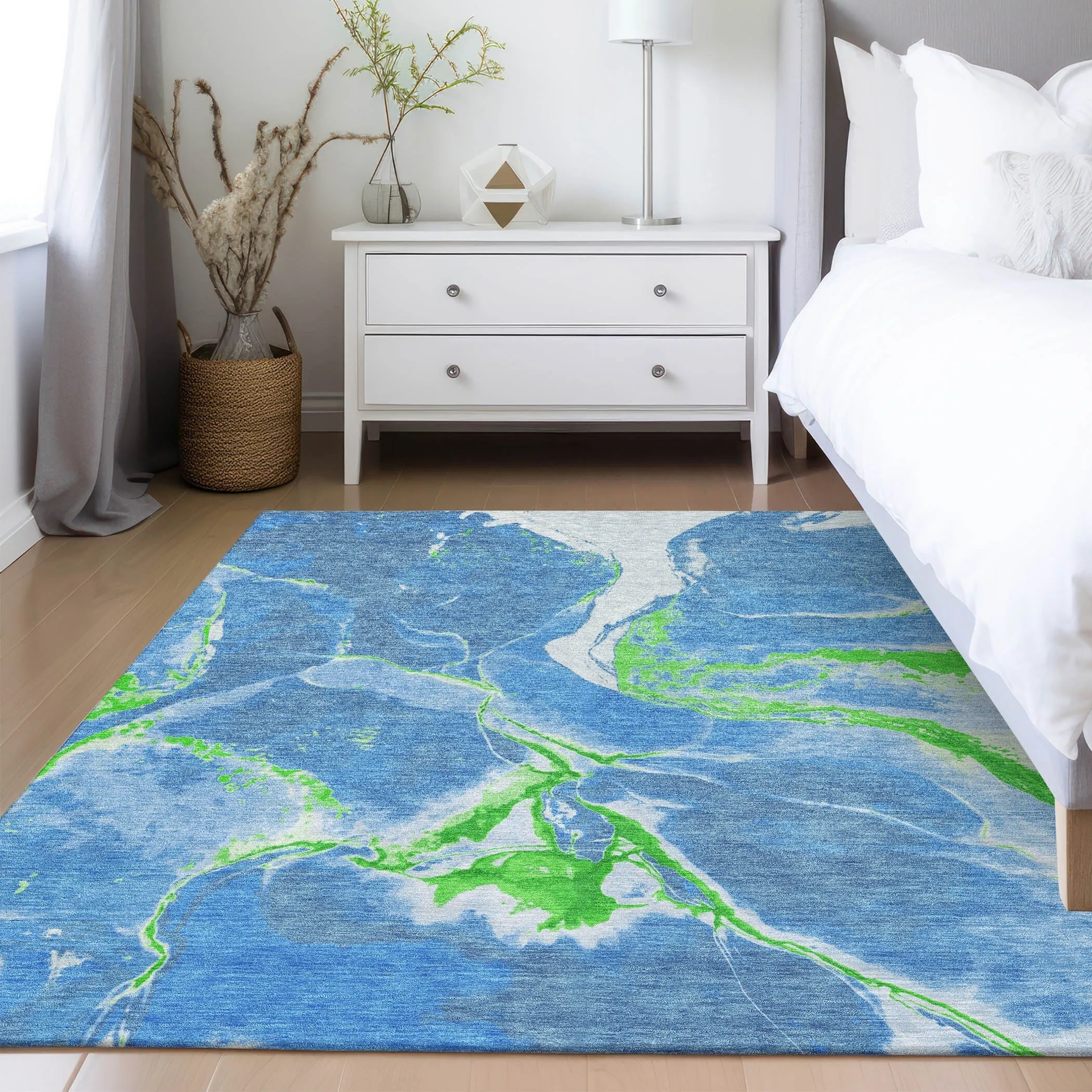 Machine Washable Indoor/ Outdoor Modern Abstract Chantille Rug