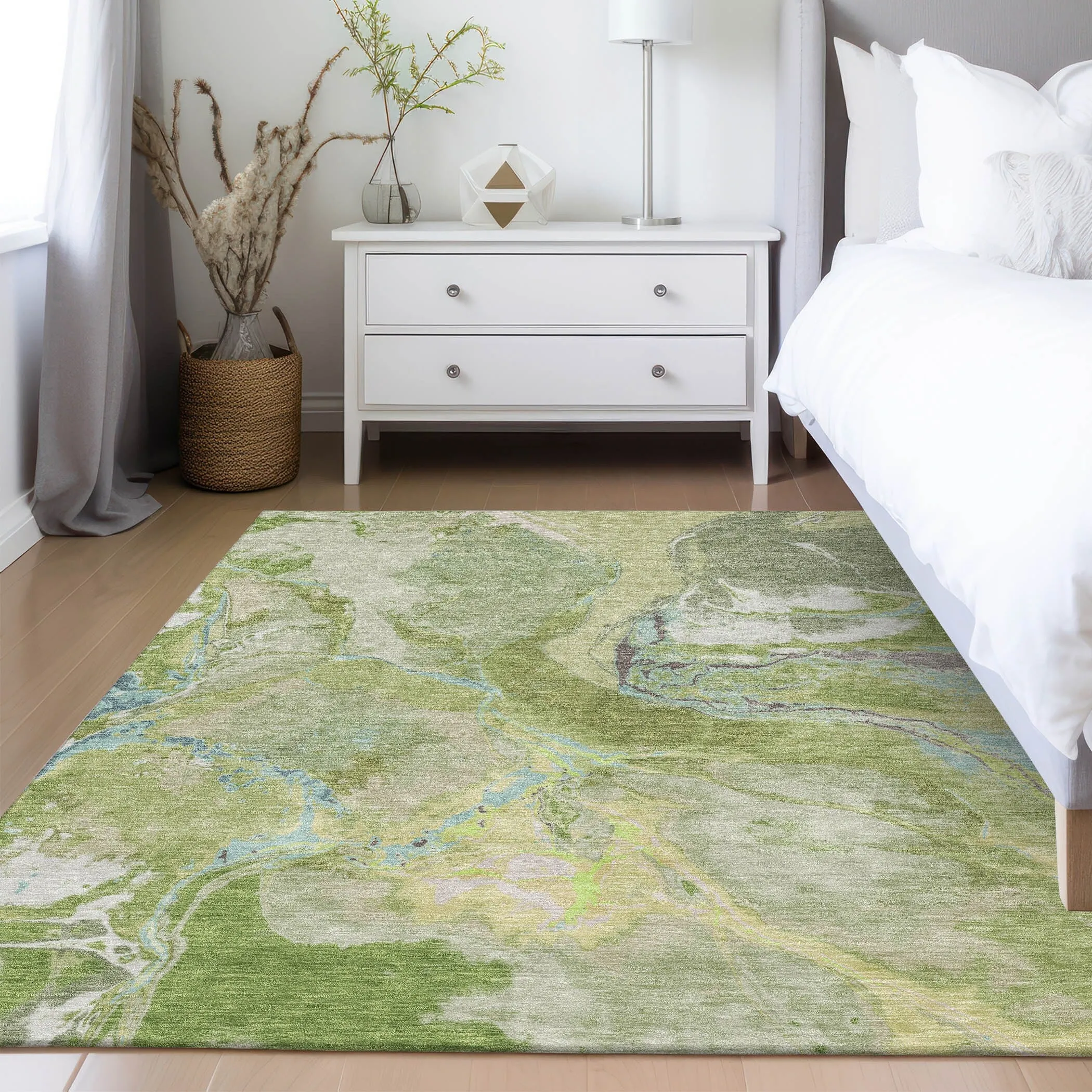 Machine Washable Indoor/ Outdoor Modern Abstract Chantille Rug