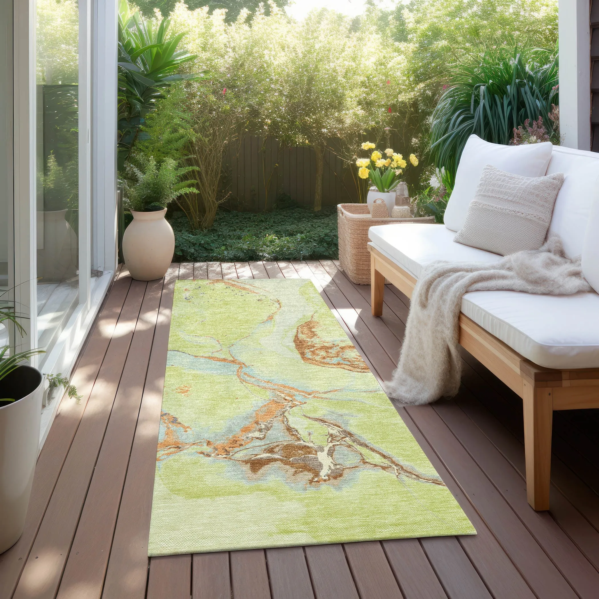 Machine Washable Indoor/ Outdoor Modern Abstract Chantille Rug