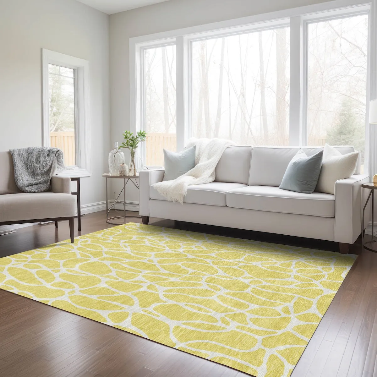 Machine Washable Indoor/ Outdoor Modern Chantille Rug