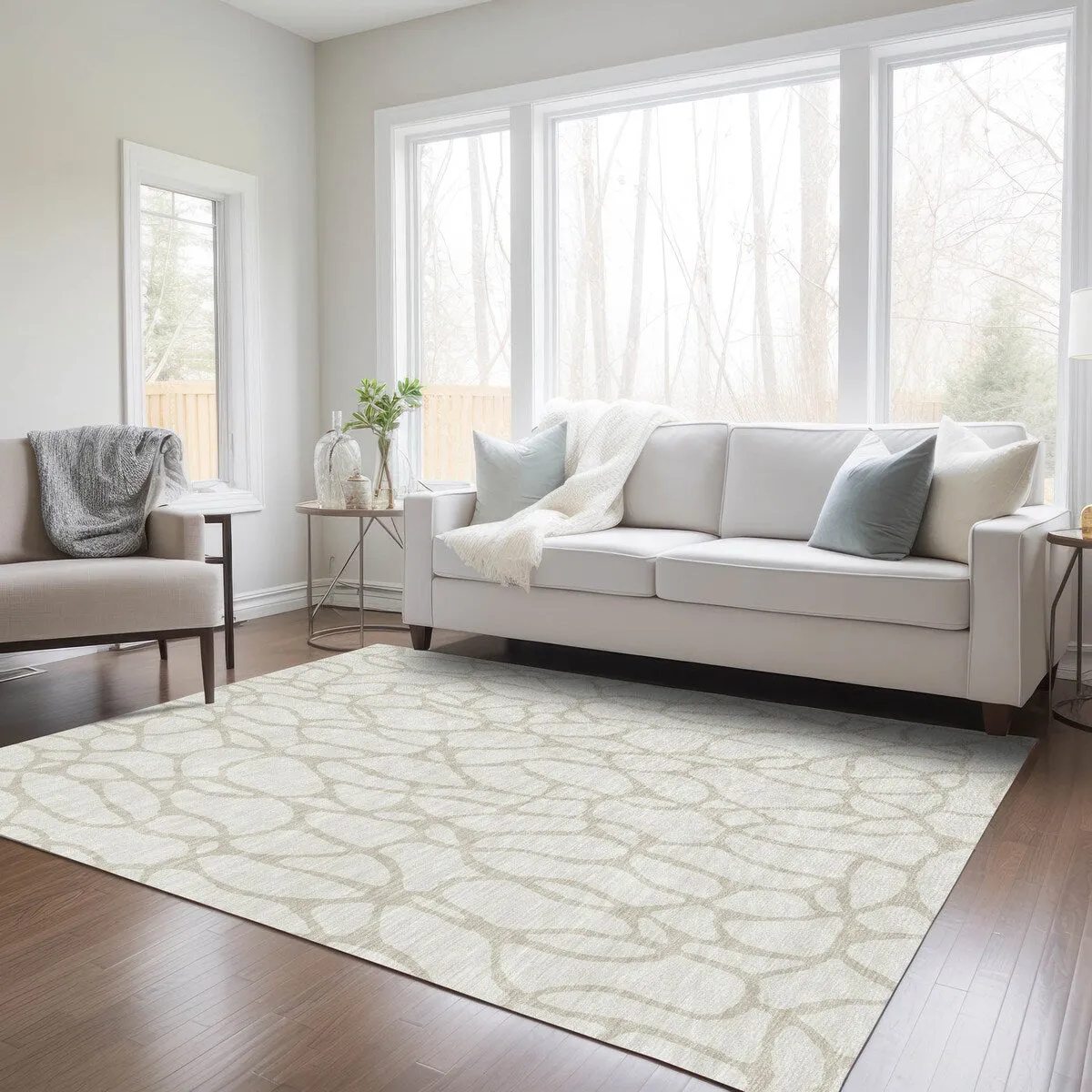 Machine Washable Indoor/ Outdoor Modern Chantille Rug