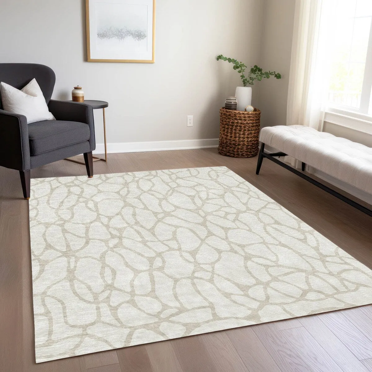 Machine Washable Indoor/ Outdoor Modern Chantille Rug
