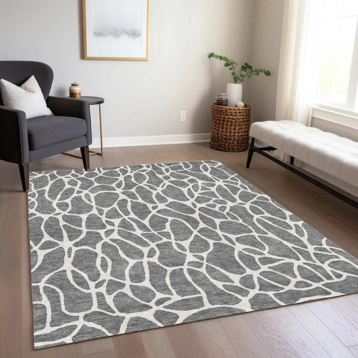 Machine Washable Indoor/ Outdoor Modern Chantille Rug