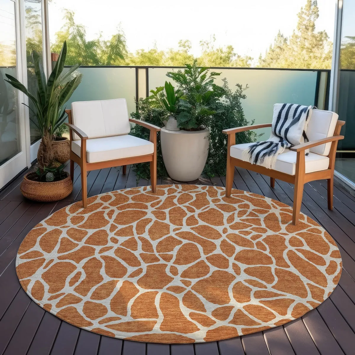 Machine Washable Indoor/ Outdoor Modern Chantille Rug