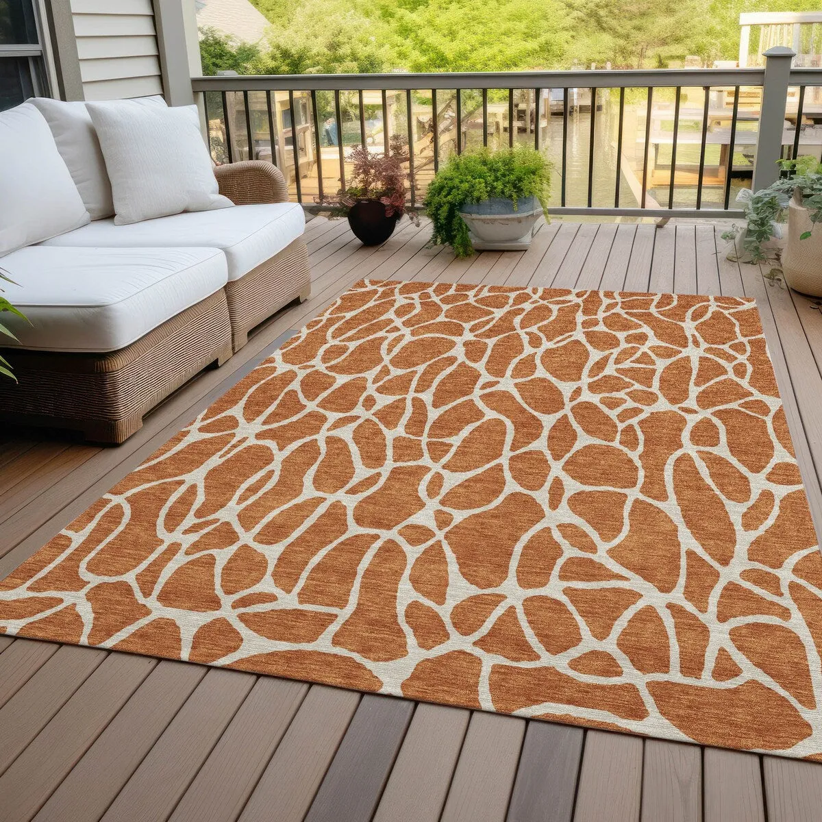 Machine Washable Indoor/ Outdoor Modern Chantille Rug