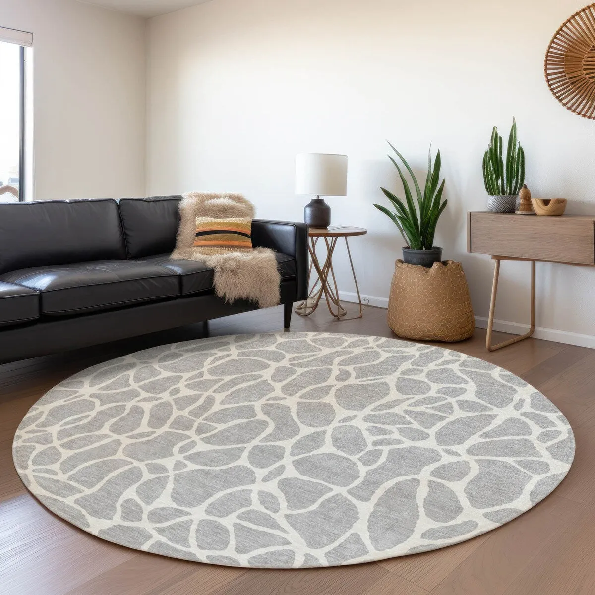 Machine Washable Indoor/ Outdoor Modern Chantille Rug