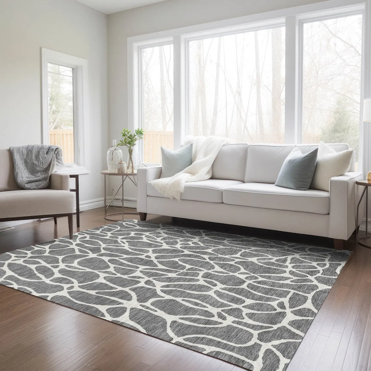 Machine Washable Indoor/ Outdoor Modern Chantille Rug
