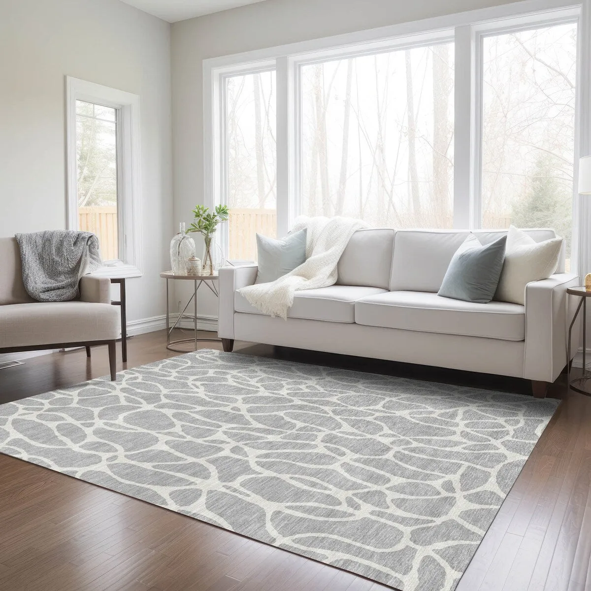 Machine Washable Indoor/ Outdoor Modern Chantille Rug