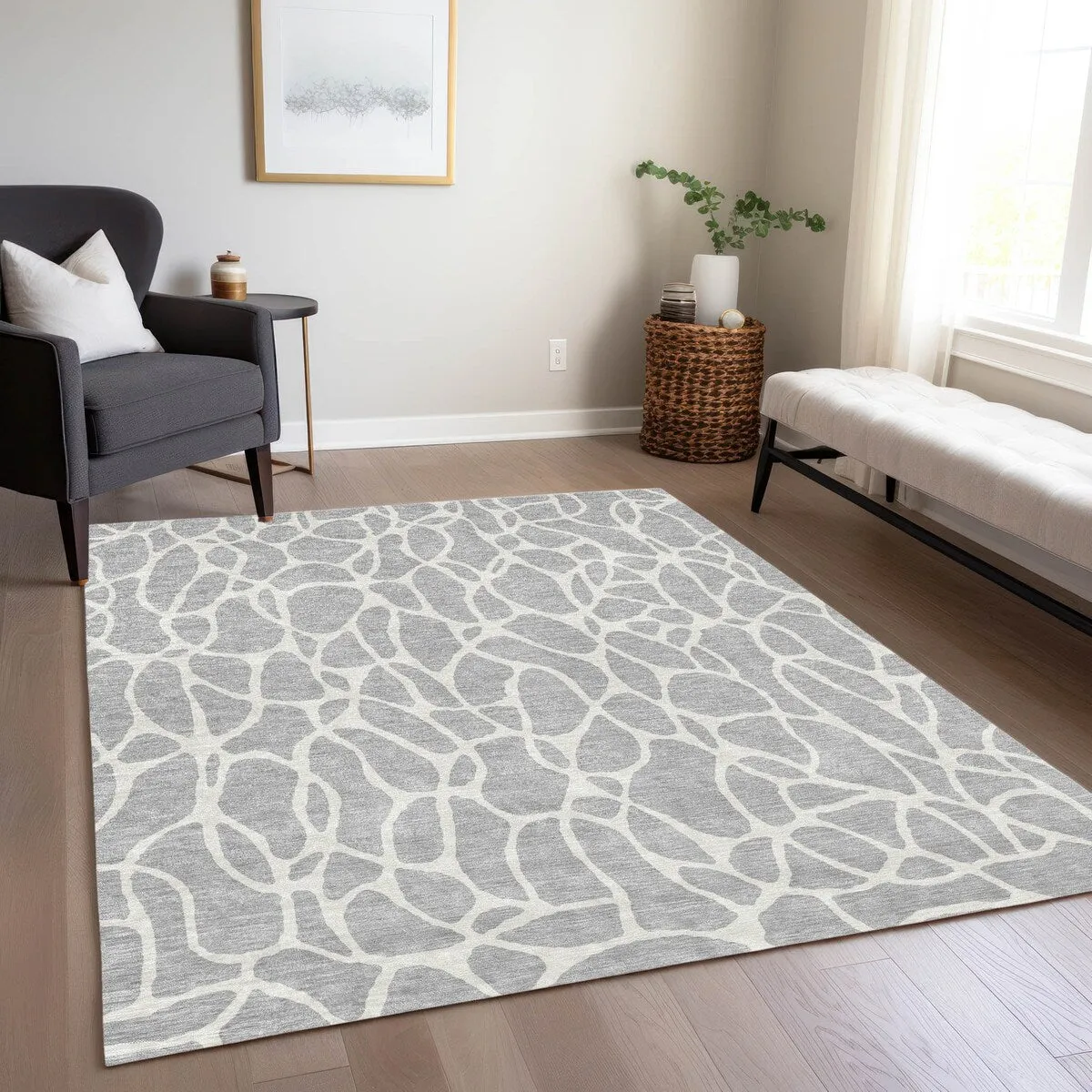 Machine Washable Indoor/ Outdoor Modern Chantille Rug