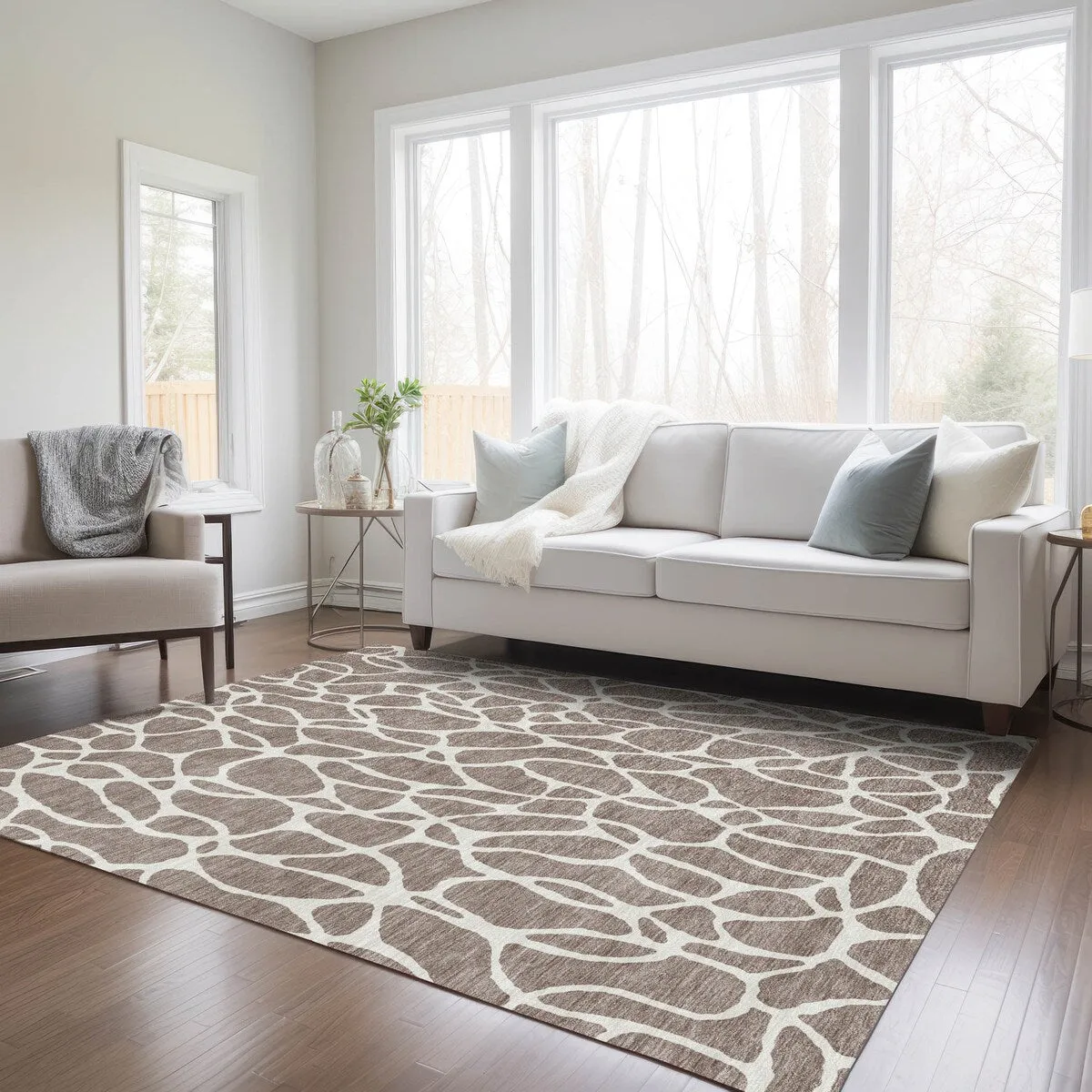 Machine Washable Indoor/ Outdoor Modern Chantille Rug
