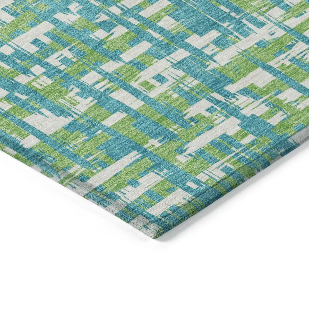 Machine Washable Indoor/ Outdoor Modern Crosshatch Chantille Rug