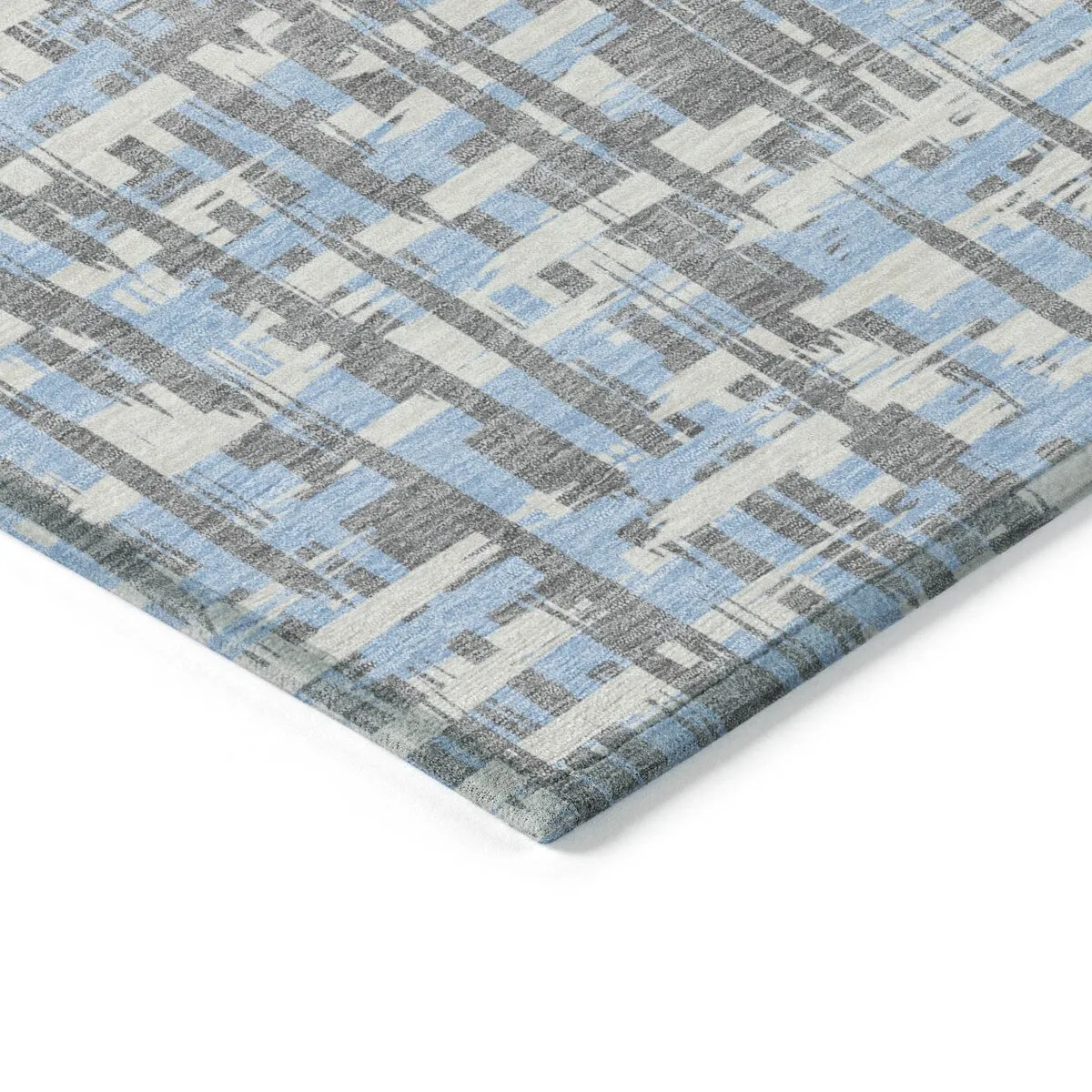 Machine Washable Indoor/ Outdoor Modern Crosshatch Chantille Rug