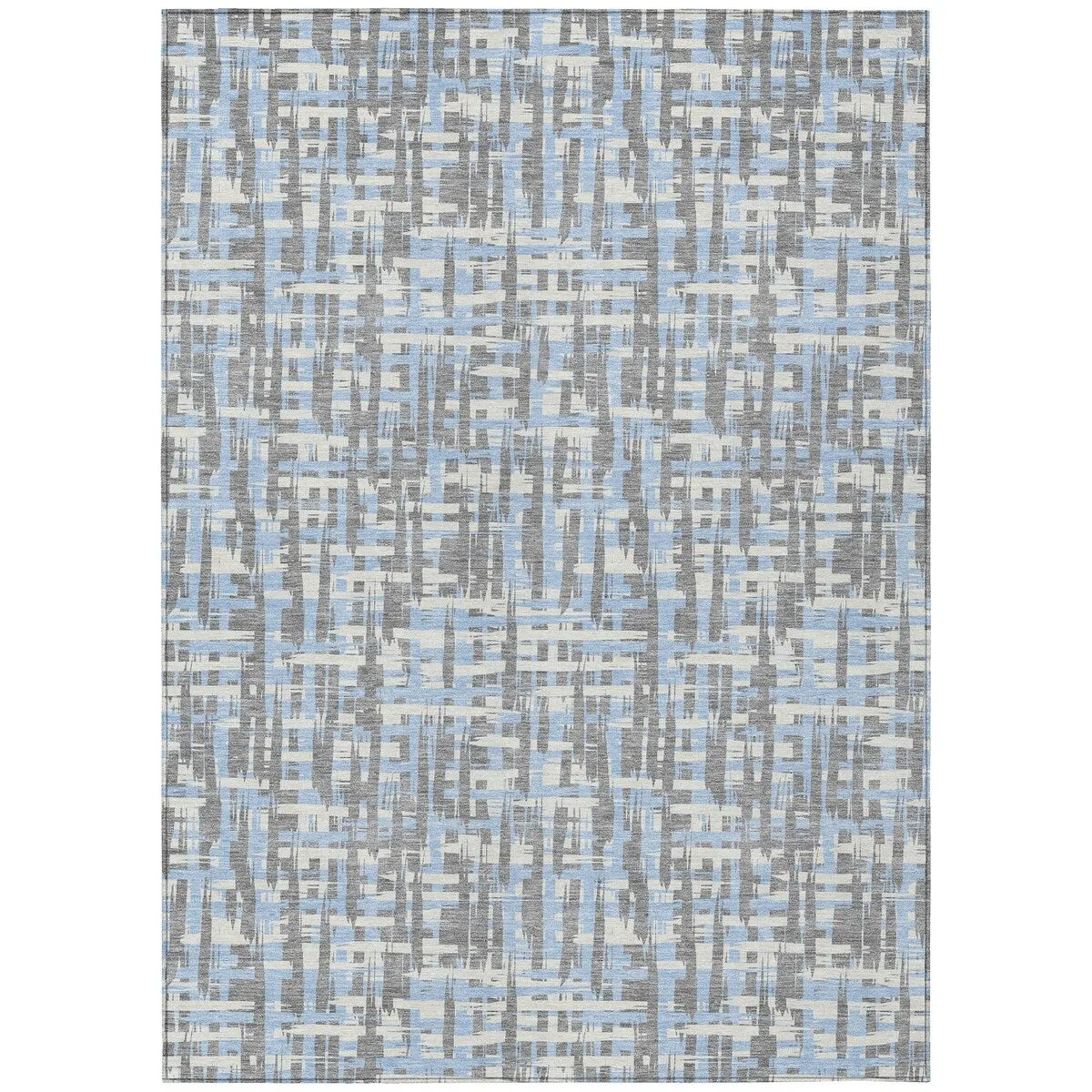 Machine Washable Indoor/ Outdoor Modern Crosshatch Chantille Rug