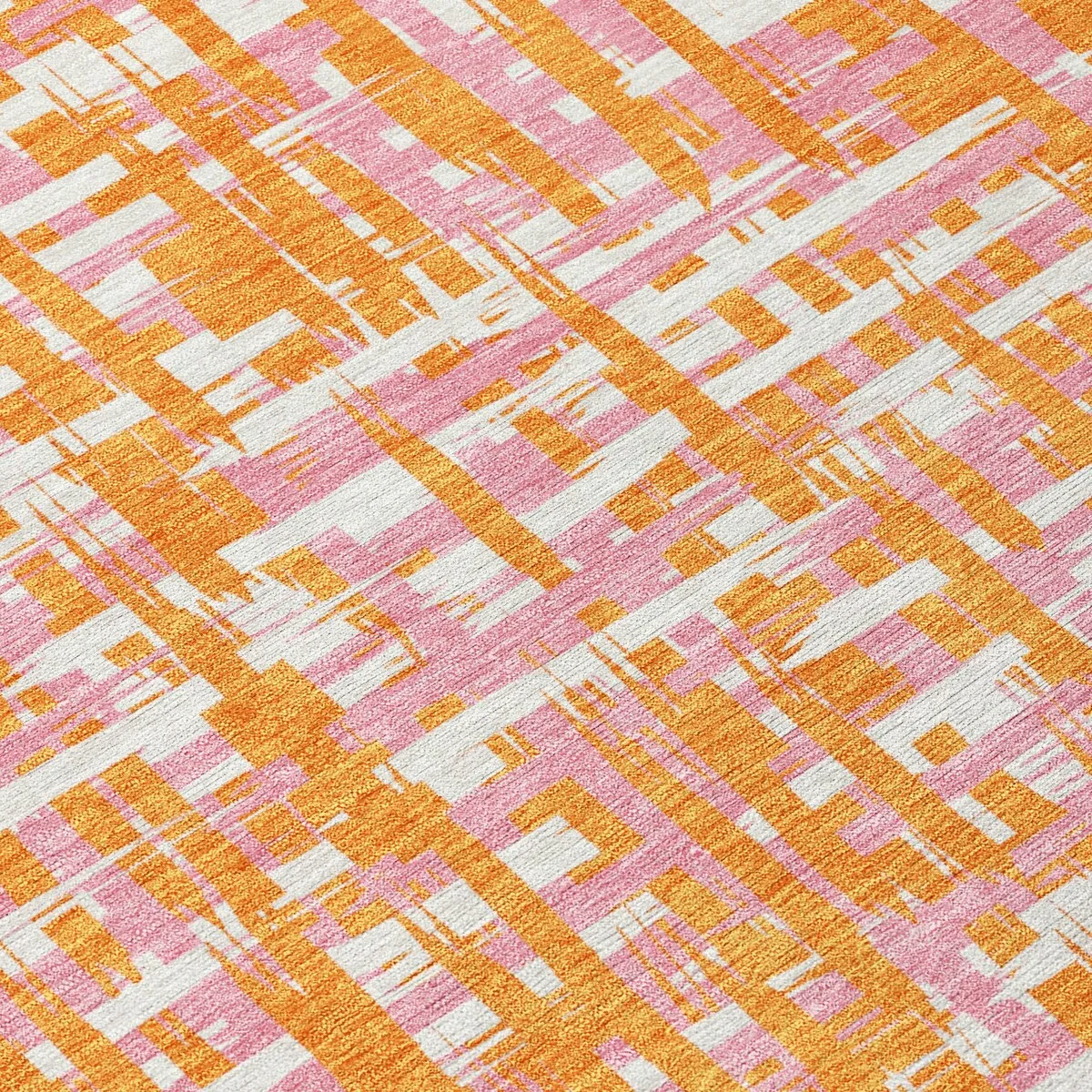 Machine Washable Indoor/ Outdoor Modern Crosshatch Chantille Rug