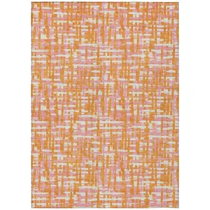 Machine Washable Indoor/ Outdoor Modern Crosshatch Chantille Rug