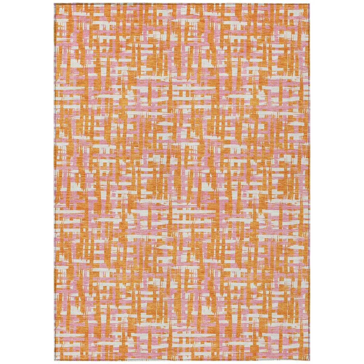 Machine Washable Indoor/ Outdoor Modern Crosshatch Chantille Rug