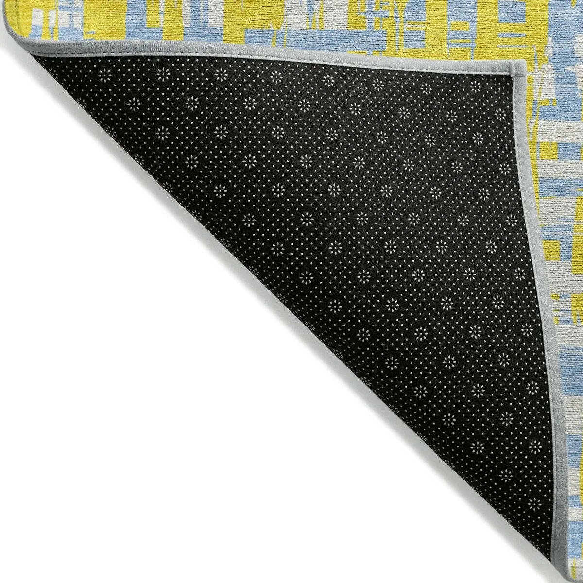 Machine Washable Indoor/ Outdoor Modern Crosshatch Chantille Rug