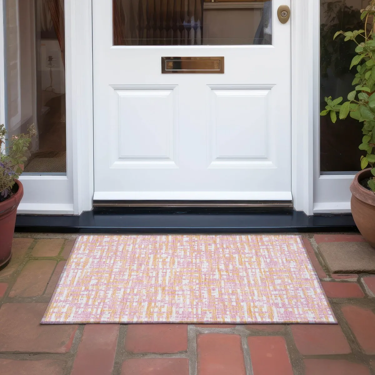 Machine Washable Indoor/ Outdoor Modern Crosshatch Chantille Rug