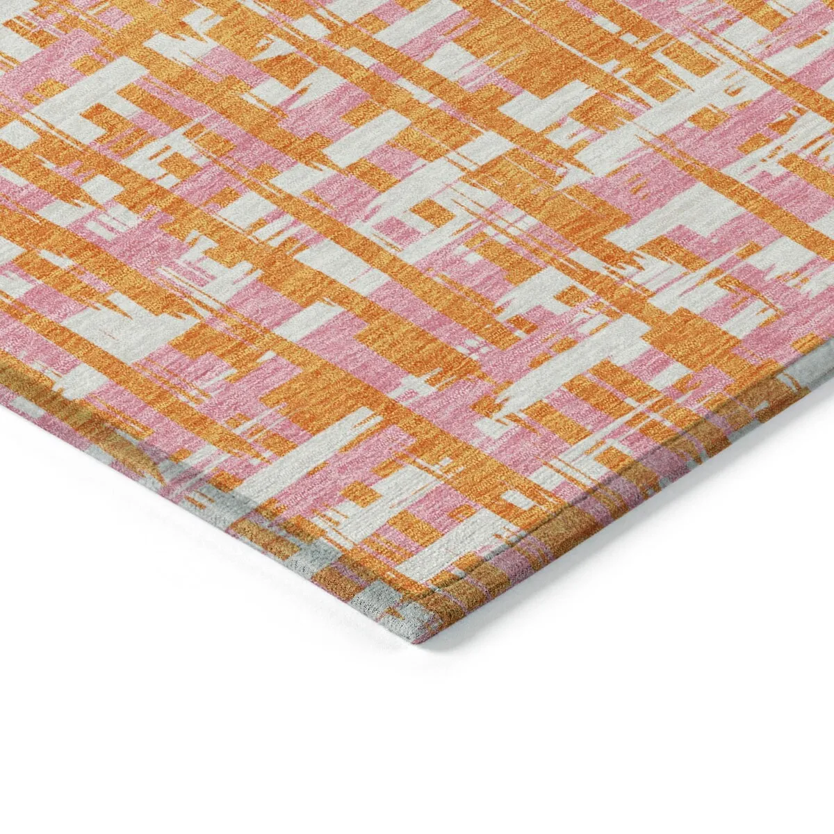 Machine Washable Indoor/ Outdoor Modern Crosshatch Chantille Rug
