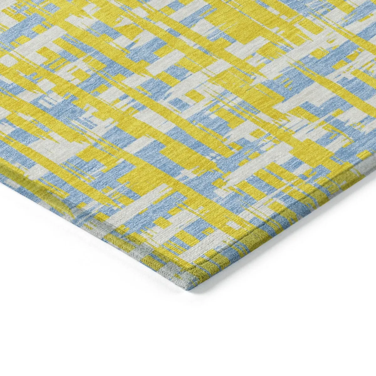 Machine Washable Indoor/ Outdoor Modern Crosshatch Chantille Rug