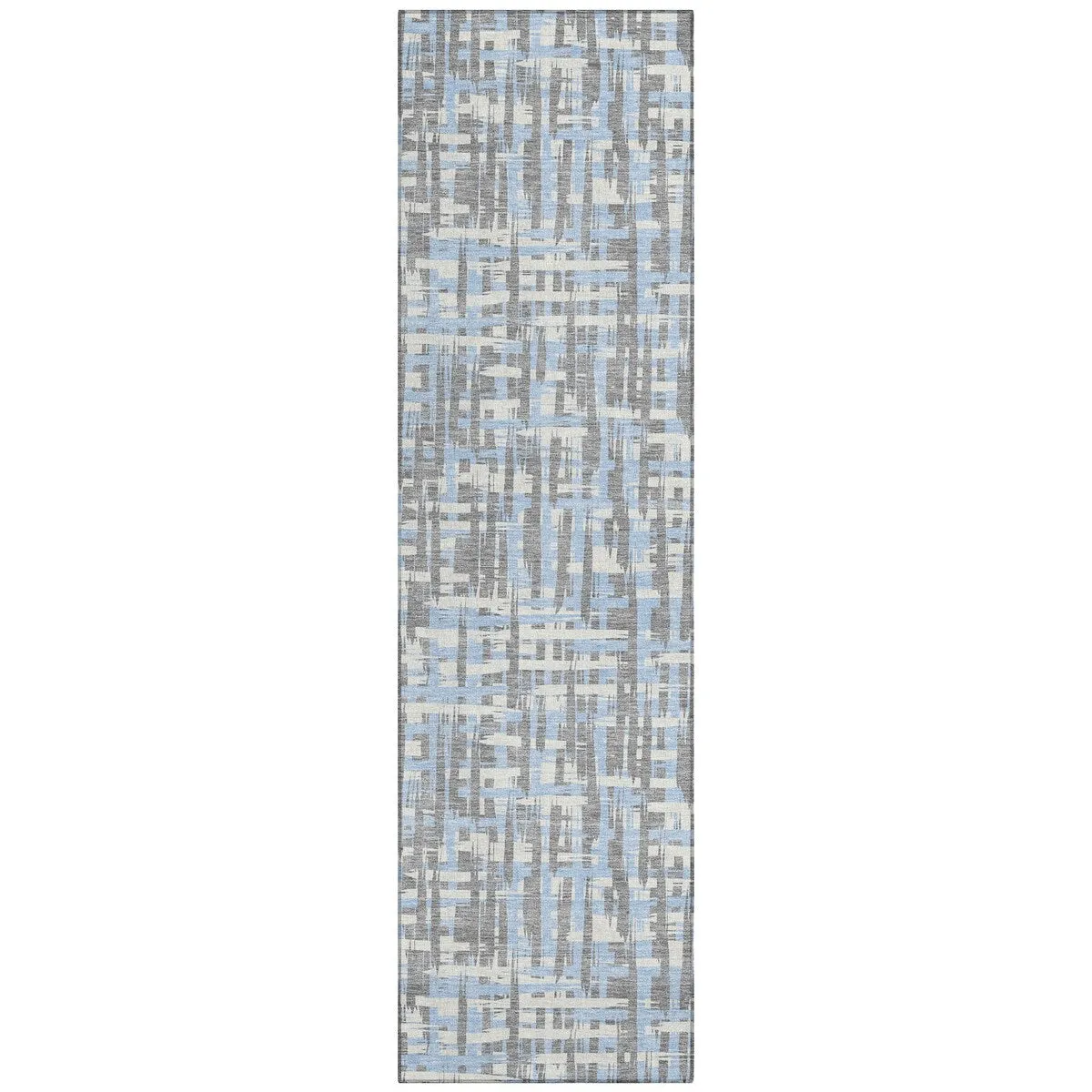 Machine Washable Indoor/ Outdoor Modern Crosshatch Chantille Rug