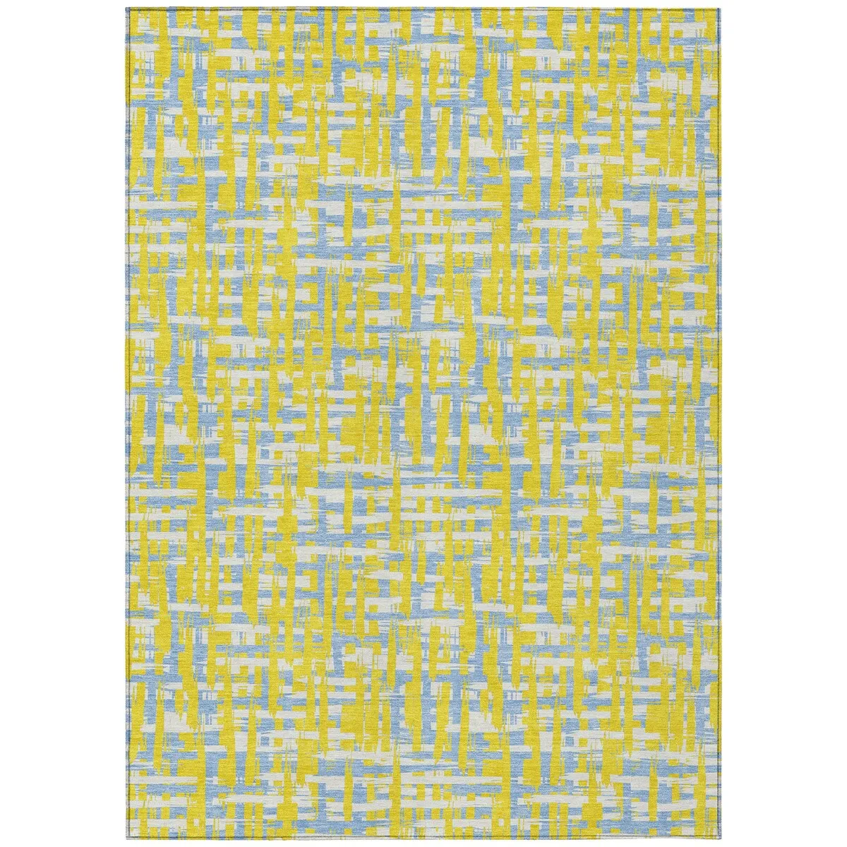 Machine Washable Indoor/ Outdoor Modern Crosshatch Chantille Rug