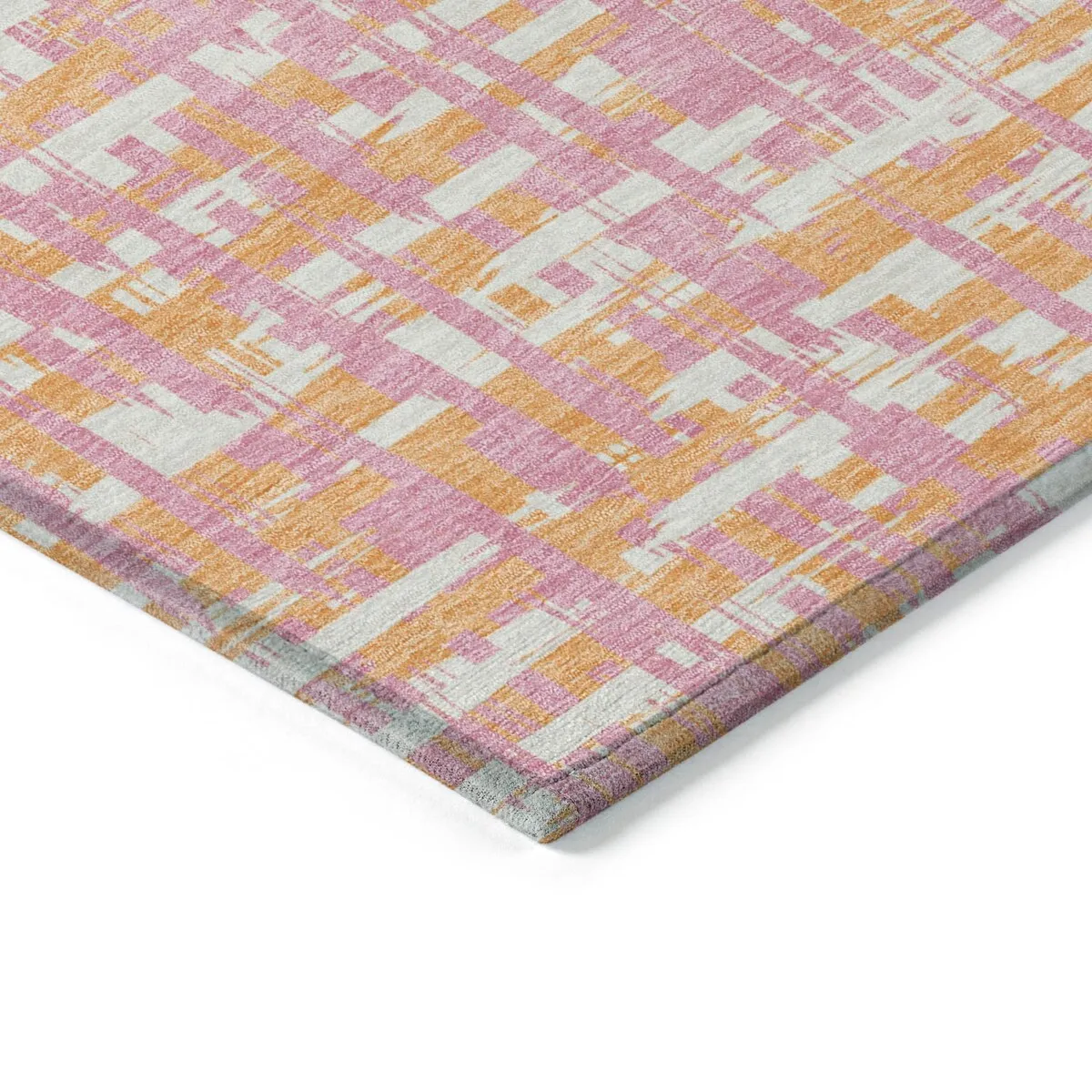 Machine Washable Indoor/ Outdoor Modern Crosshatch Chantille Rug