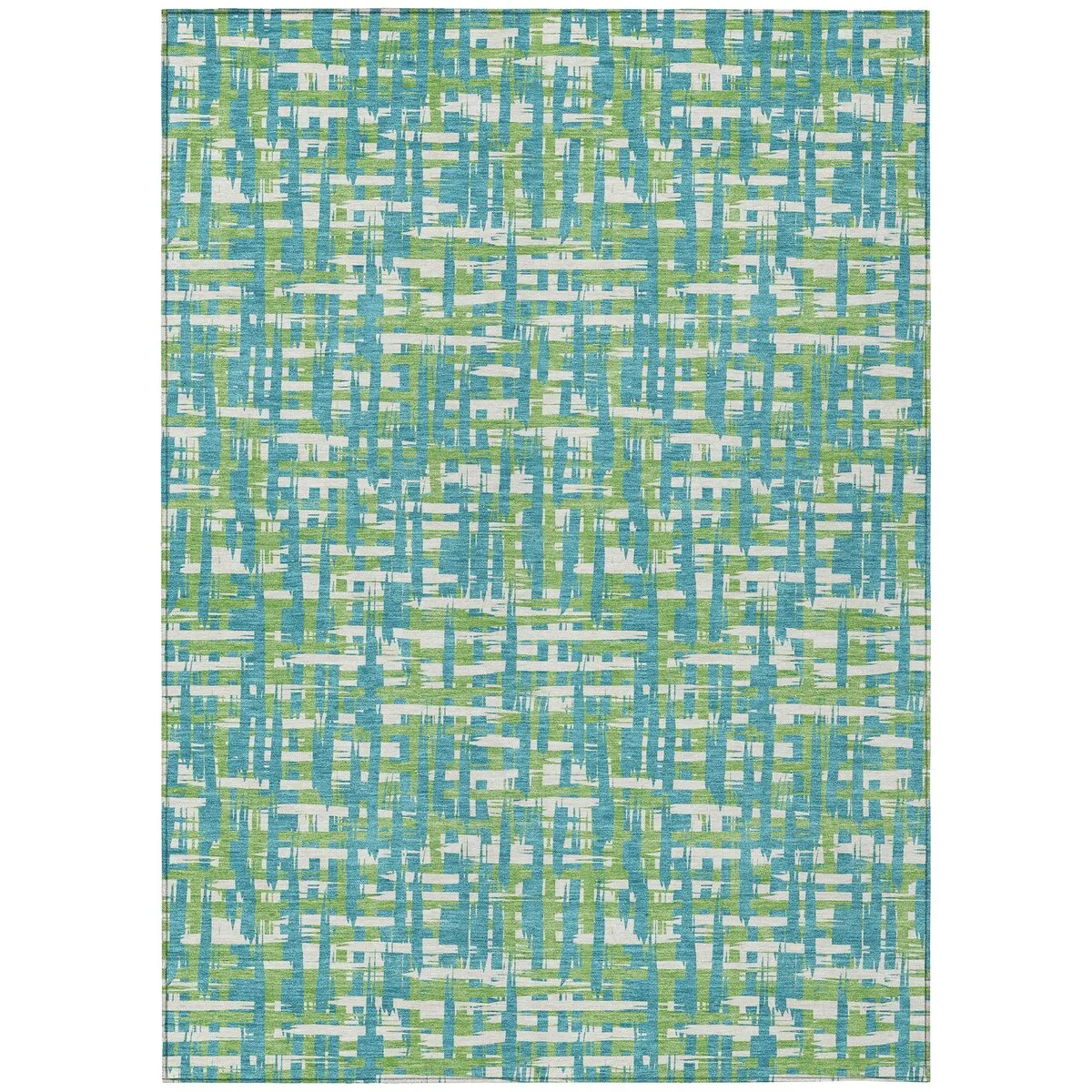 Machine Washable Indoor/ Outdoor Modern Crosshatch Chantille Rug