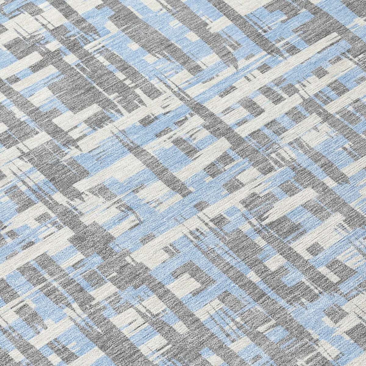 Machine Washable Indoor/ Outdoor Modern Crosshatch Chantille Rug
