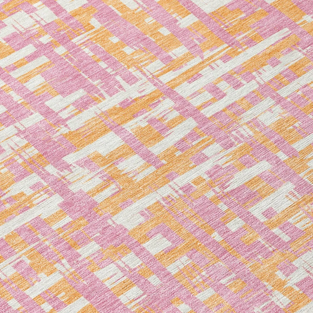 Machine Washable Indoor/ Outdoor Modern Crosshatch Chantille Rug