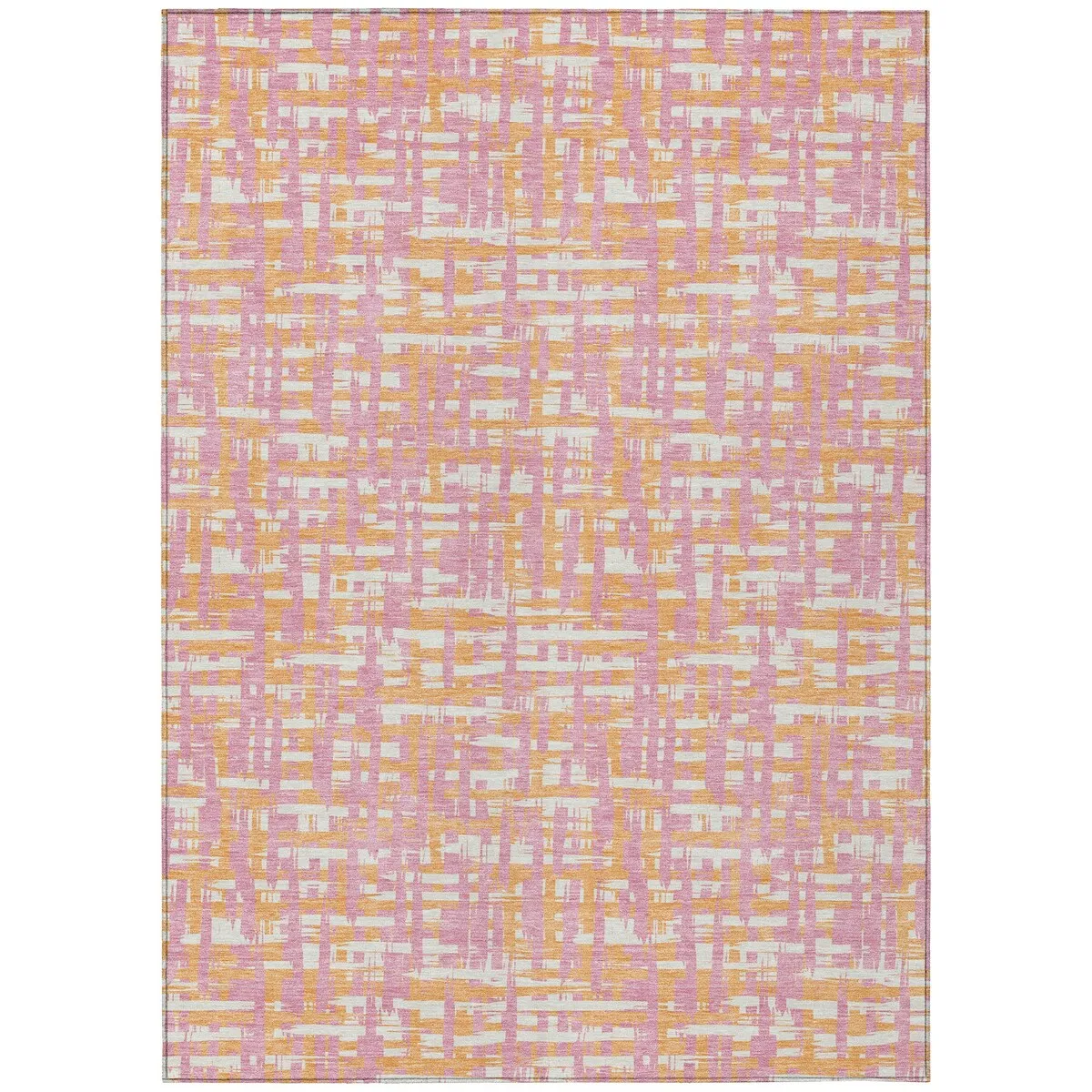 Machine Washable Indoor/ Outdoor Modern Crosshatch Chantille Rug